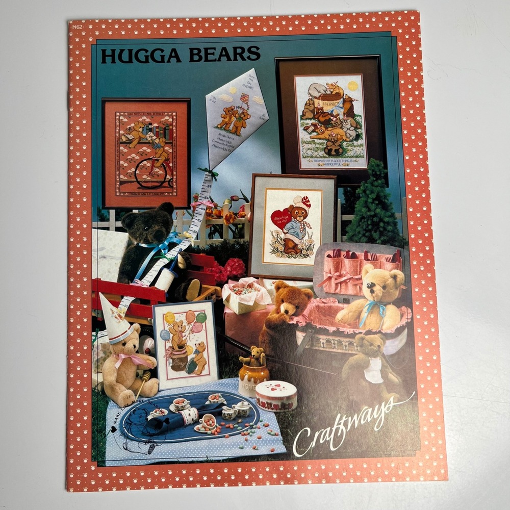 VTG Hugga Bears Craftways Cross Stitch Patterns Book‎ Teddy Bear Designs